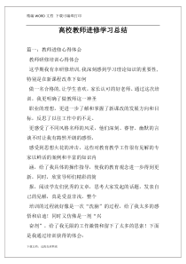 高校教师进修学习总结