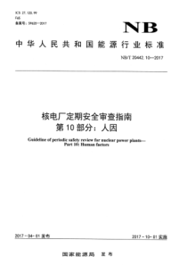 NB∕T 20442.10-2017 核电厂定期安全审查指南 第10部分人因