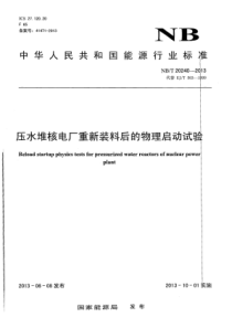 NBT 20240-2013 压水堆核电厂重新装料后的物理启动试验