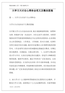 大学习大讨论心得体会范文及整改措施