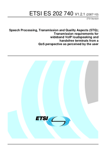 ETSI ES 202 740 V1.2.1 (2007-10) Speech Processing