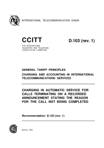 CCITT D.103 (rev.1) (06 1992) Charging in automati