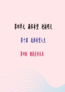 九年级政治全册 第四单元 满怀希望 迎接明天 第十课 选择希望人生 第四框 拥抱美好未来习题课件 新