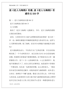 读《老人与海鸥》有感,读《老人与海鸥》有感作文500字