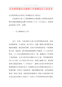 在自然资源安全管理工作视频会议上的发言