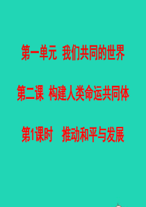 九年级道德与法治下册 第一单元 我们共同的世界 第二课 构建人类命运共同体 第1框 推动和平与发展课