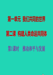 九年级道德与法治下册 第一单元 我们共同的世界 第二课 构建人类命运共同体 第1框 推动和平与发展课