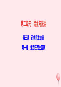 九年级道德与法治上册 第二单元 民主与法治 第三课 追求民主价值 第一框 生活在民主国家习题课件 新