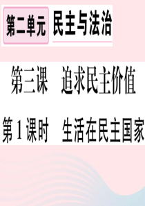 九年级道德与法治上册 第二单元 民主与法治 第三课 追求民主价值 第1框 生活在民主国家习题课件 新