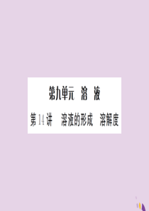 湖北省2019中考化学一轮复习 第九单元 第14讲 溶液的形成 溶解度课件