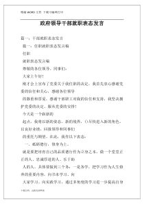 政府领导干部就职表态发言