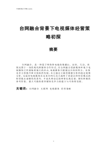 台网融合背景下电视媒体经营策略初探