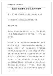 在全市挂职干部工作会上的讲话稿