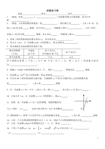 中考数学专题：函数练习卷