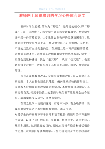 教师网上师德培训的学习心得体会范文