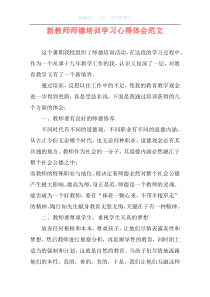 新教师师德培训学习心得体会范文