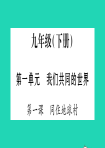 安徽省2019中考道德与法治总复习 九下 第1单元 我们共同的世界 第1课 同住地球村知识梳理课件