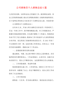 公司销售员个人销售总结5篇