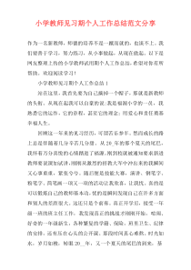 小学教师见习期个人工作总结范文分享