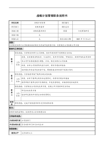 宝地建设集团计划管理部战略计划管理职务说明书