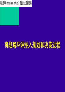 将战略环评纳入规划和决策过程