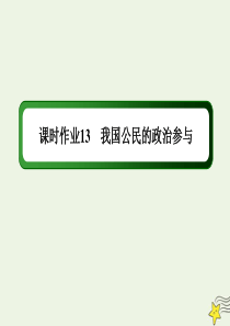 2020版高考政治总复习 第一单元 公民的政治生活 课时作业13 我国公民的政治参与课件 新人教版必