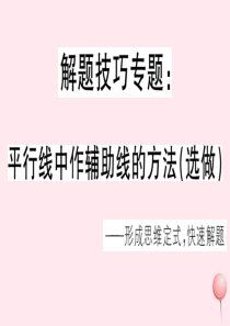 2019秋七年级数学上册 解题技巧专题 平行线中作辅助线的方法（选做）习题课件（新版）华东师大版