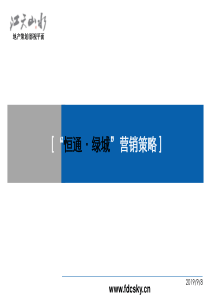 恒通绿城住宅项目推广策略