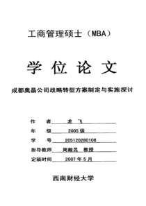 成都奥晶公司战略转型方案制定与实施探讨