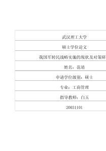 我国军转民战略实施的现状及对策研究