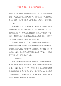 公司文秘个人总结范例大全