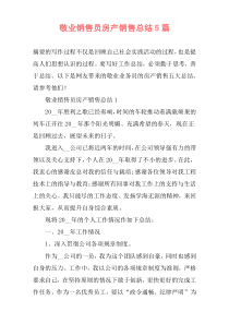 敬业销售员房产销售总结5篇