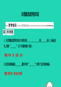 2019年中考语文总复习 第一部分 教材基础自测 九下 古诗文 诗词曲五首 白雪歌送武判官归京课件 