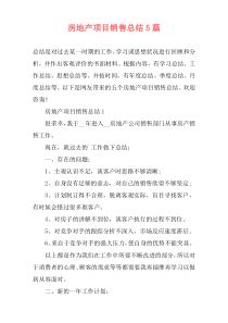 房地产项目销售总结5篇