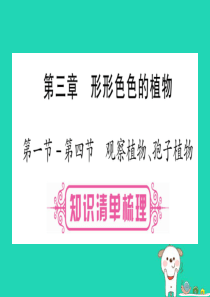 2019年中考生物 第1单元 第3章 形形色色的植物（第1-4节 观察植物 孢子植物）教材复习课件 