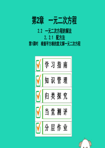 2019年秋九年级数学上册 2.2 一元二次方程的解法 2.2.1 第1课时 根据平方根的意义解一元