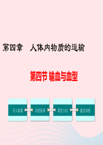 2019年春七年级生物下册 第四单元 第四章 第四节 输血与血型课件 （新版）新人教版