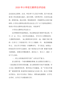 2021年小学语文教师自评总结