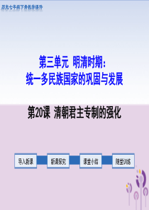 2019春七年级历史下册 第三单元 明清时期：统一多民族国家的巩固与发展 第20课 清朝君主专制的强