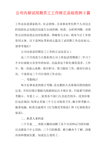 公司内部试用期员工工作转正总结范例5篇