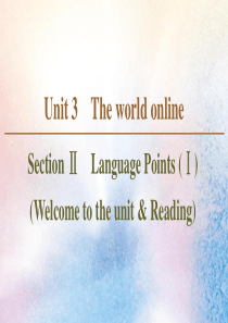 2019-2020学年高中英语 Unit 3 The world online Section Ⅱ 