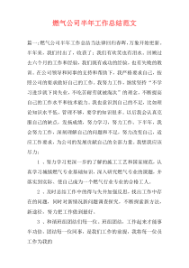 燃气公司半年工作总结范文