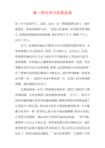 高一学生学习反思总结