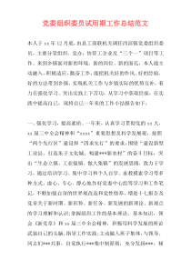 党委组织委员试用期工作总结范文