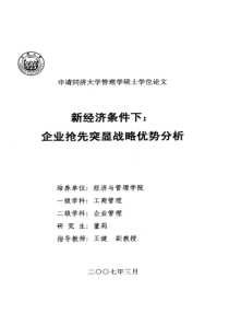 新经济条件下：企业抢先突显战略优势分析