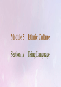 2019-2020学年高中英语 Module 5 Ethnic Culture Section Ⅳ 