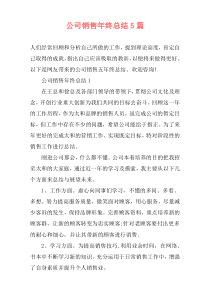 公司销售年终总结5篇