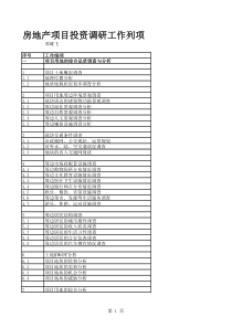 房地产项目投资调研工作列项