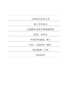 无锡新区招商引资策略研究