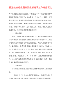 推进依法行政暨法治政府建设工作总结范文